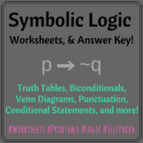 Symbolic Logic 4 Worksheets (& Answer Key)