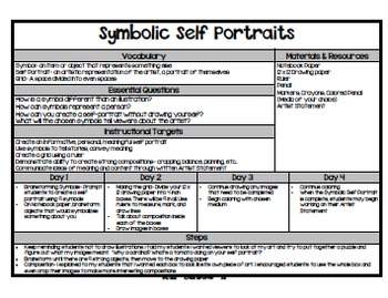 Symbolic Self Portrait Lesson Plan by Emily Glass | TpT