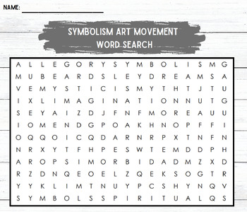 Preview of Symbolism Art Word Search