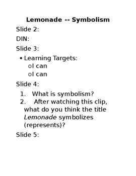 Preview of Symbolism Lesson Note Catcher