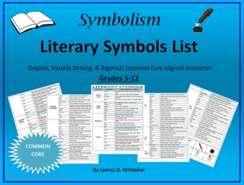 Preview of Symbolism Literary Traditional Symbols List Common Core