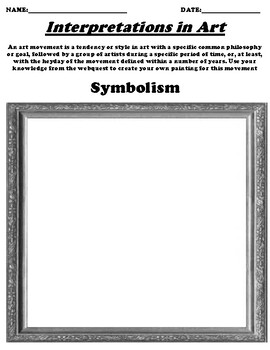 Preview of Symbolism Worksheet "Interpret the Art" & Webquest
