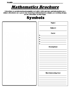 Preview of Symbols "Informational Brochure" Worksheet & WebQuest