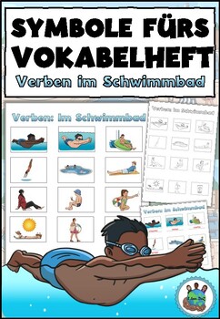 Preview of Symbols for the vocabulary book - verbs: "Im Schwimmbad" | Deutsch | German