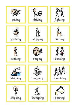 Symbols for verb based 'doing' charades by SEND | TPT