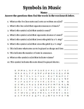 Symbols in Music Wordsearch/Crossword by Lessons by Ellie May | TPT