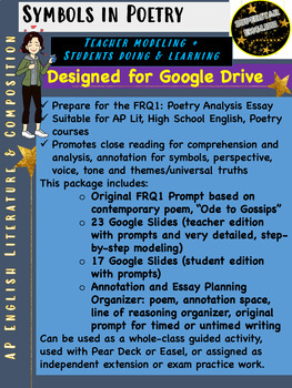 Preview of Symbols in Poetry: Modeled Close Reading + Original FRQ1 + Essay Org AP Lit