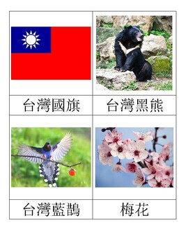 Preview of Symbols of Taiwan 台灣的象徵 Montessori nomenclature cards Traditional Chinese