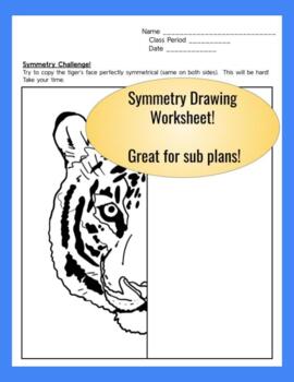 Preview of Symmetry Art Drawing Challenge - Tiger's Face