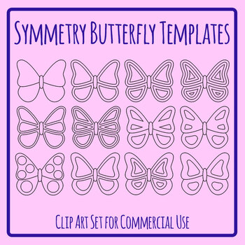 Symmetry Butterfly Templates / Outlines Clip Art Set for Commercial Use