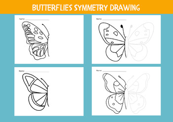 Preview of Symmetry Drawing Coloring Page with Butterflies
