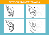 Symmetry Drawing Coloring Page with Butterflies