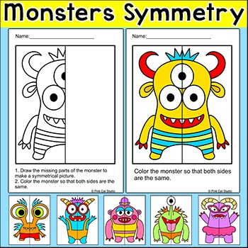 Monsters Lines Of Symmetry Activity Fun Math Art Morning Work Math Centers