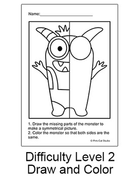 Monsters Lines Of Symmetry Activity Fun Math Art Morning Work Math Centers