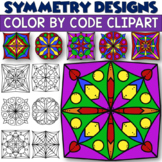 Symmetry Patterns and Designs Color by Number or Code Clipart