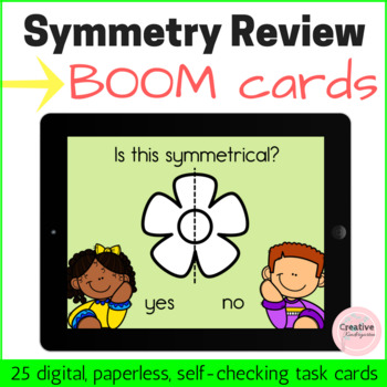 Preview of Symmetry Review Digital Task Cards with BOOM Cards for Kindergarten