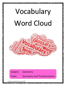 Preview of Symmetry Transformations Vocabulary Word Cloud Word Bank Handout Geometry