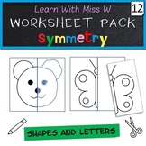 Symmetry Worksheet Pack: Complete the symmetrical shape wi
