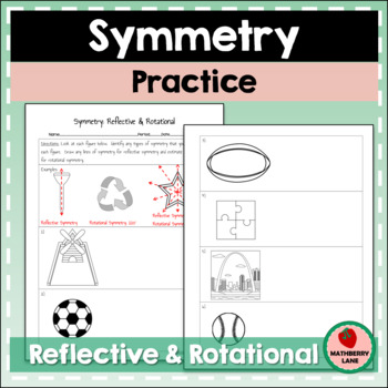 Preview of Symmetry Practice Worksheet Reflective Line and Rotational Geometry