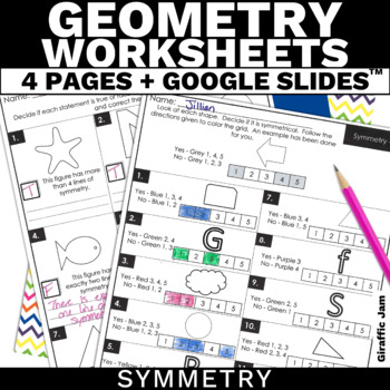 Preview of Symmetry Worksheets for 4th Grade Math with Digital Google Slides Version