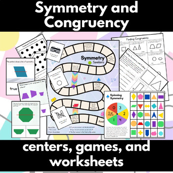 Preview of Symmetry and Congruency Centers, Games, and Worksheets NEW SOL 2.MG.3