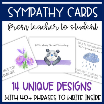 Preview of Sympathy Cards (from Teacher to Students) for Grief, Loss, and Difficult Times