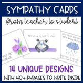 Sympathy Cards (from Teacher to Students) for Grief, Loss,