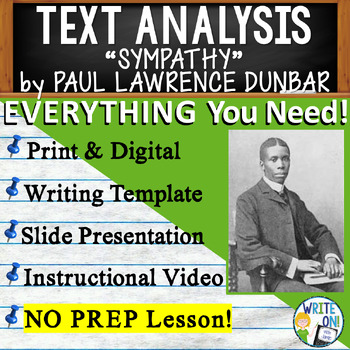 Preview of Sympathy by Paul Lawrence Dunbar - Text Based Evidence, Text Analysis Writing