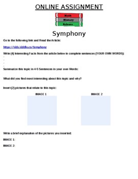 Preview of Symphony Online Assignment (MUSIC)