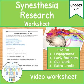 Preview of Synesthesia Research Worksheet- FREEBIE