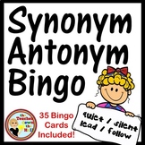 Synonym Antonym Bingo I Vocabulary Game w/ 35 Bingo Cards!