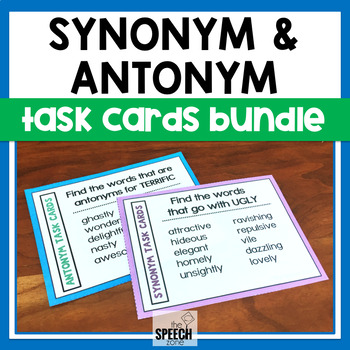 Preview of Synonym & Antonym Task Cards Bundle