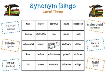 Synonym Bingo -Green Level Words- 2 activity sets