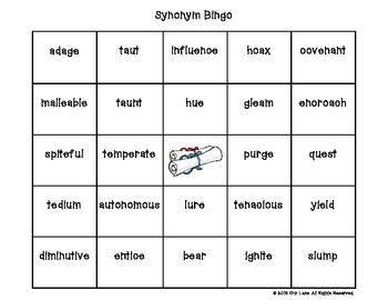 Synonym Bingo -Green Level Words- 2 activity sets