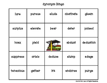 Synonym Bingo -Green Level Words- 2 activity sets