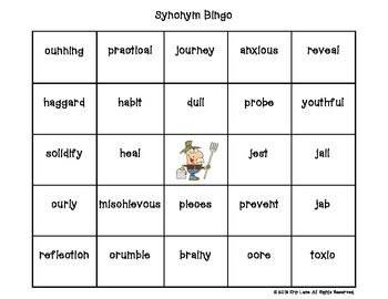 Synonym Bingo -Green Level Words- 2 activity sets