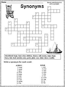 UNIT 5 SYNONYMS Crossword - WordMint