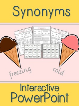 Preview of Synonym Interactive Powerpoint w/ Differentiated WS and Bonus Matching Game