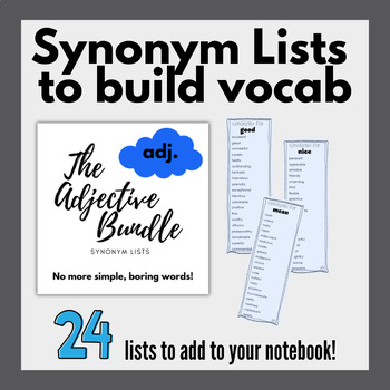 Preview of Synonym Lists- Adjective Bundle- No more boring words!
