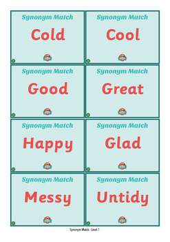 Synonym Center Activities & Matching Games