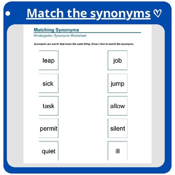 Preview of Synonym Match-Up Worksheets