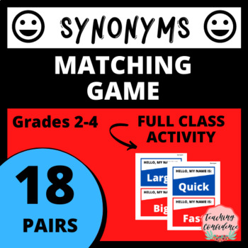 Printable synonym matching game Synonyms Flashcard