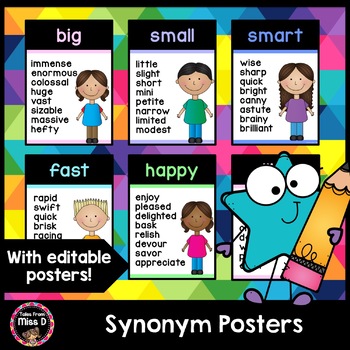 Synonym Posters By Tales From Miss D Teachers Pay Teachers