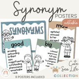 Synonym Posters | Modern Cute Sea Life English Classroom Decor