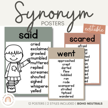 Synonym Posters | Boho Color Palette Neutral Classroom Decor | TPT