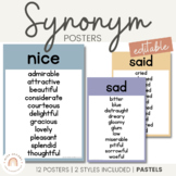 Synonym Posters | PASTELS | Muted Rainbow Classroom Decor