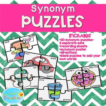 Synonym Puzzles Synonym Centers Synonym Cards Synonym Poster Tpt