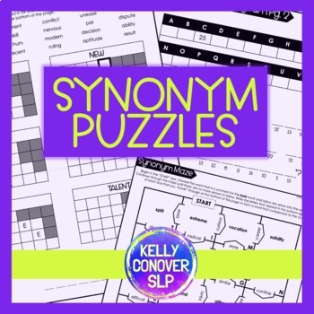 Preview of Synonym Puzzles for Middle School and High School  Speech Therapy, SPED, and ELA