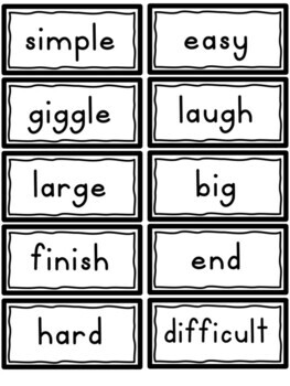 Synonym Matching Flashcards for Vocabulary in Primary Grades {2nd grade  words}