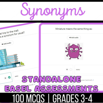 Preview of Synonym Standalone Easel Assessments: Nouns, Verbs, Adjectives Synonyms